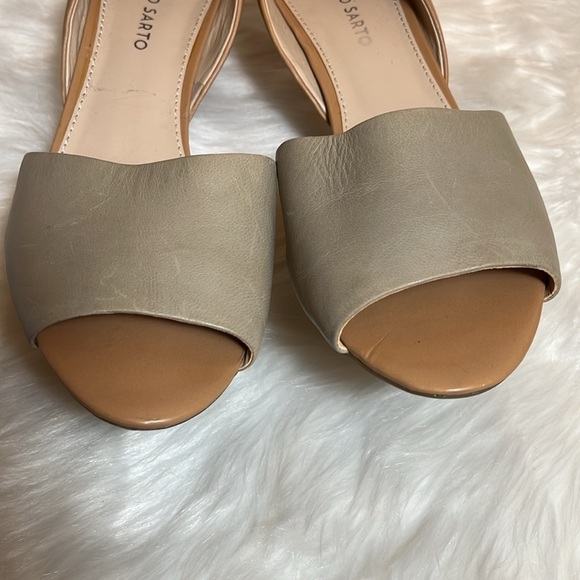 Franco Sarto Tan Nude Open Toe Heels Shoes - Picture 3 of 16